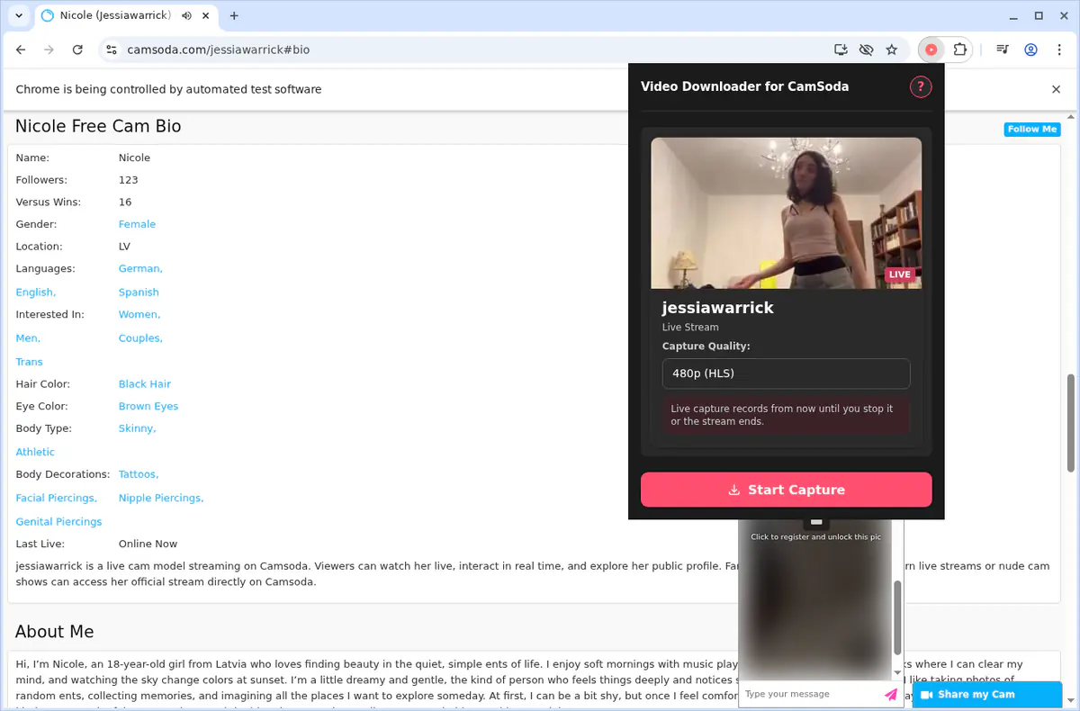 Camsoda Video Downloader browser extension screenshot 5